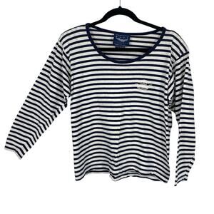Vintage best american clothing co Breton Stripe Boatneck Top Women size Medium